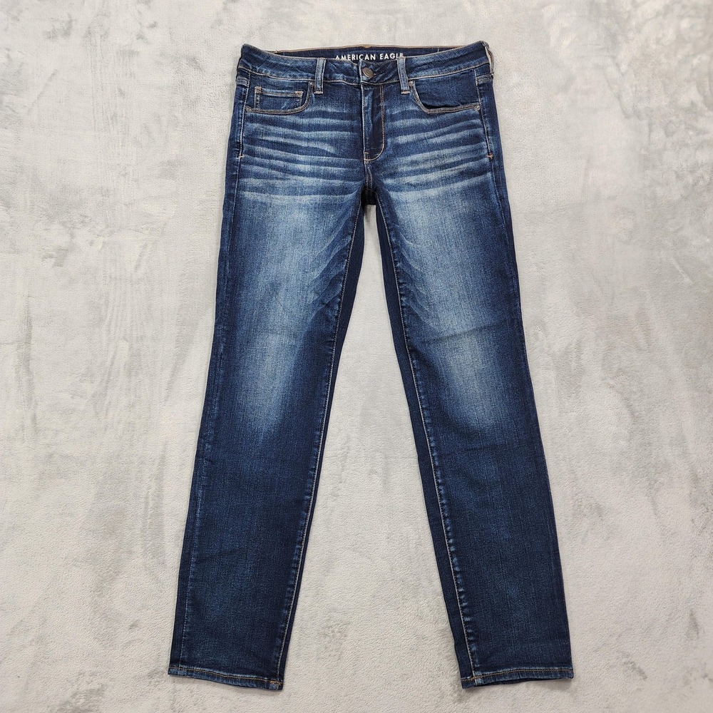 American Eagle Jeans Womens 12 Blue Wash Mid Rise Skinny Next Level Stretch